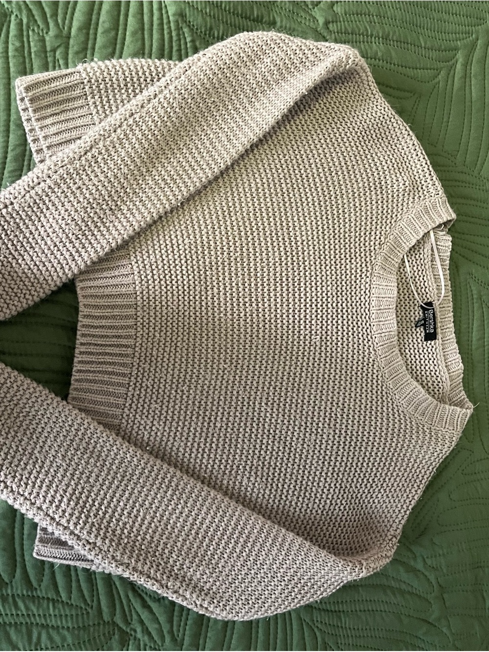 Bershka Grey Knit Crewneck Sweater